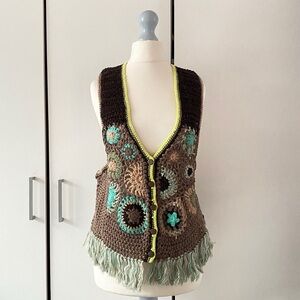 Free People Desert Rose Crochet Vest Size Medium